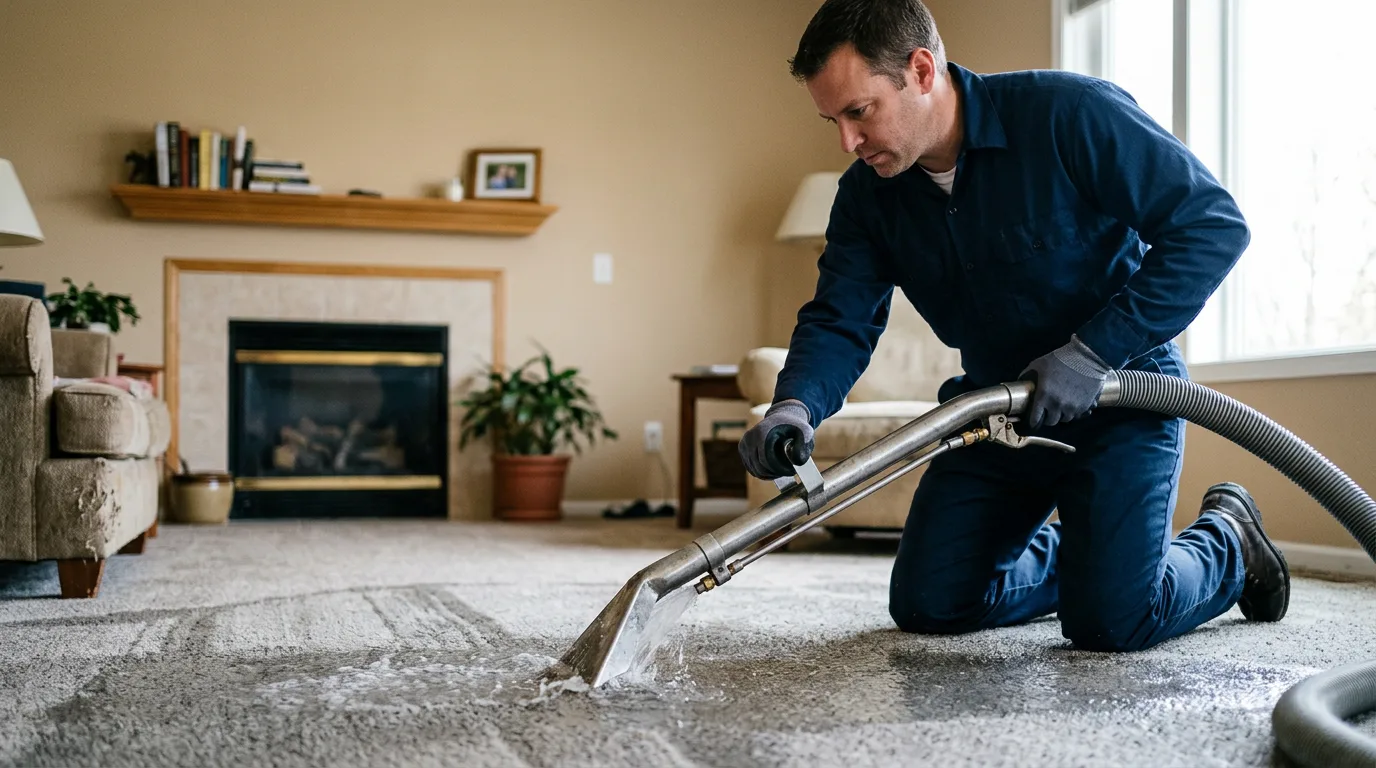 Water damage restoration technician working near Clinton, ME